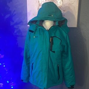 Gemsye Turquoise Ladies winter waterproof Ski Jacket size Medium